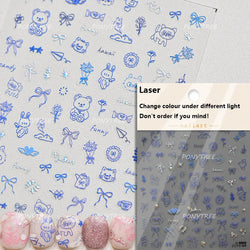 Flower Star Sun Grid Line Interesting Graffiti Tulip Cherry Apple Fruit Dot Painting Adhesive Nail Art Stickers Manicure Decals (ONLINE ORDER ONLY)