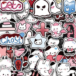 50Pcs Cute Funny Rabbit Animals Stickers Kawaii Cartoon Decals Skateboard Notebook Luggage Phone Car Sticker Toy (Online Order Only)