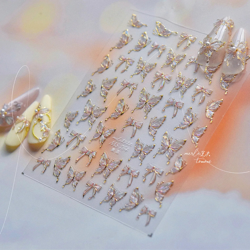 Bowknot Ribbon Butterfly Jelly Shiny Sparkling Delicate Charming Bow Tie 5D Nail Art Decorations Stickers DIY Manicure Decals (ONLINE ORDER ONLY)