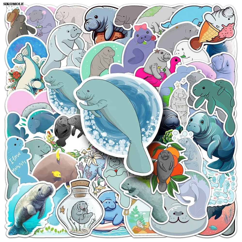 Cartoon Manatee Stickers Pack for Laptop Luggage DIY Decor (Online Order Only)