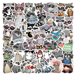 10/30/60PCS Kawaii Raccoon Stickers Cartoon Graffiti Cute Animal Decals DIY Ornament Car Bike Guitar Diary Scrapbook Kids Toy (ONLINE ORDER ONLY)