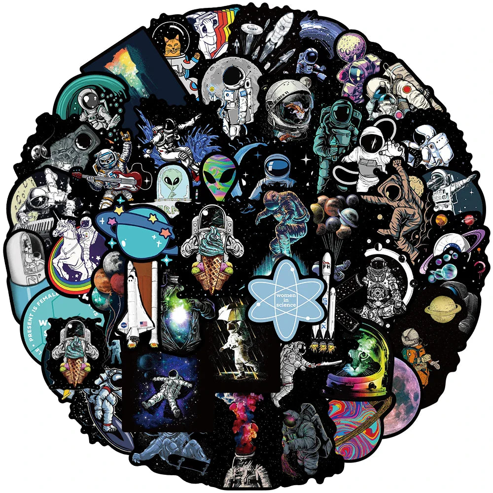 Astronaut Space Stickers Pack for Luggage, Guitar, Fridge, Laptop, Kids Toys (ONLINE ORDER ONLY)