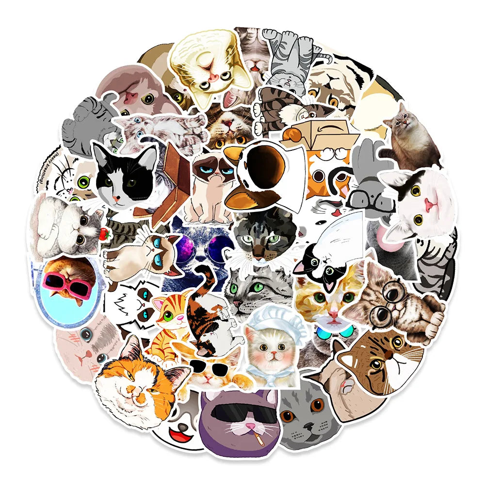 10/30/50PCS Kawaii Cats Cartoon Sticker Animal Cute Decals Toy For Kids DIY Suitcase Fridge Phone Scrapbook Stationary Fridge (ONLINE ORDER ONLY)