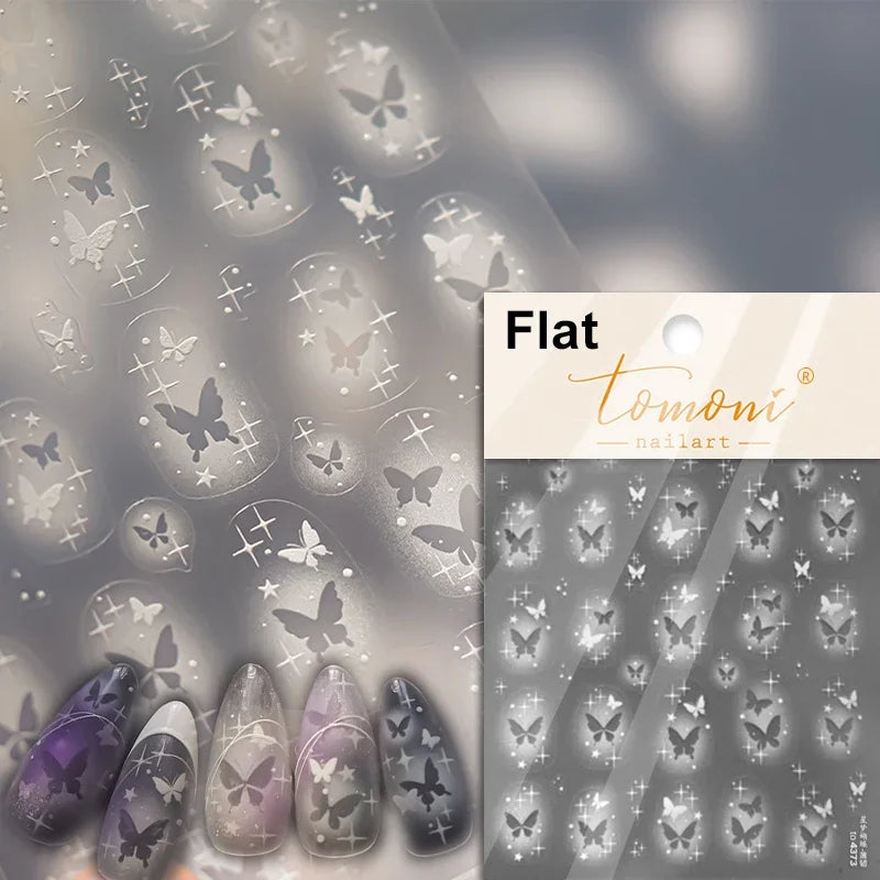 Dreamy Moon Star Cloud Butterfly Starrylight Rhinestone 5D Soft Embossed Relief Nail Art Sticker 3D Decal Decoration Manicure (ONLINE ORDER ONLY)