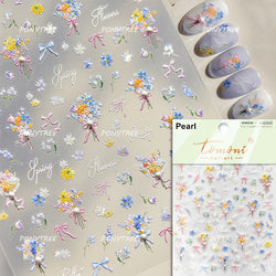 Hazy Feeling Bluestar-Amsonia Hubristic Blue Star Flower Floral Print 5D Soft Embossed Adhesive Nail Art Sticker Manicure Decals (ONLINE ORDER ONLY)