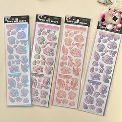 8Pcs/lot Korean ins Butterfly Rose Sticker Diary Scrapbooking DIY Album Decoration Sticker Aesthetic Stationery Art Supplies (ONLINE ORDER ONLY)