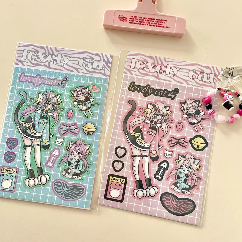 New Ins Cute Devil Bunny Girl Stickers Diary Scrapbooking DIY Album Decoration Sticker Aesthetic Personalized Kawaii Stationery (ONLINE ORDER ONLY)