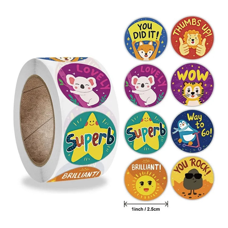 100-500PCS New Kids Stickers Korean Stationery Rolling Cartoon Animal Stickers Roll Small Packaging Stickers Photocard Decor (ONLINE ORDER ONLY)