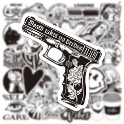 Black & White Art Plaster Stickers - 10/30/50PCS DIY Decals for Phone, Laptop, Luggage, Skateboard (ONLINE ORDER ONLY)