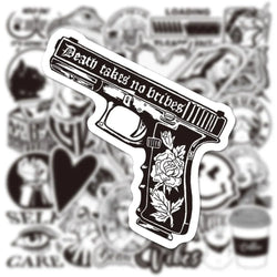 Black & White Art Plaster Stickers - 10/30/50PCS DIY Decals for Phone, Laptop, Luggage, Skateboard (ONLINE ORDER ONLY)