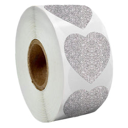 300pcs/roll Exquisite Silver Shiny Dot Heart Shaped Stickers Seal Labels for Gift Package Glitter Card Handmade Decoration (Online Order Only)