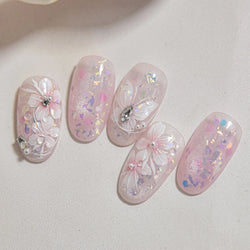 Embossed Flower Pink Butterfly Lucky Peach Blossom Chic Spring Petal 5D Soft Relief Adhesive Nail Art Stickers Manicure Decals (Online Order Only)
