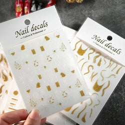 1pc Christmas Nail Sticker 3D Gold Glitter Snowflake Elk Penguin Bells Design Adhesive Nail Slider Decals Winter Manicure Decor* (Online Order Only)