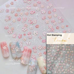Embossed Flower Pink Butterfly Lucky Peach Blossom Chic Spring Petal 5D Soft Relief Adhesive Nail Art Stickers Manicure Decals (Online Order Only)