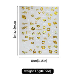 12pcs 3D Golden Glitter Heart Love Nail Stickers Valentine Self Adhesive Cute Cartoon Decal Geometry Slider Manicure Decoration* (ONLINE ORDER ONLY)