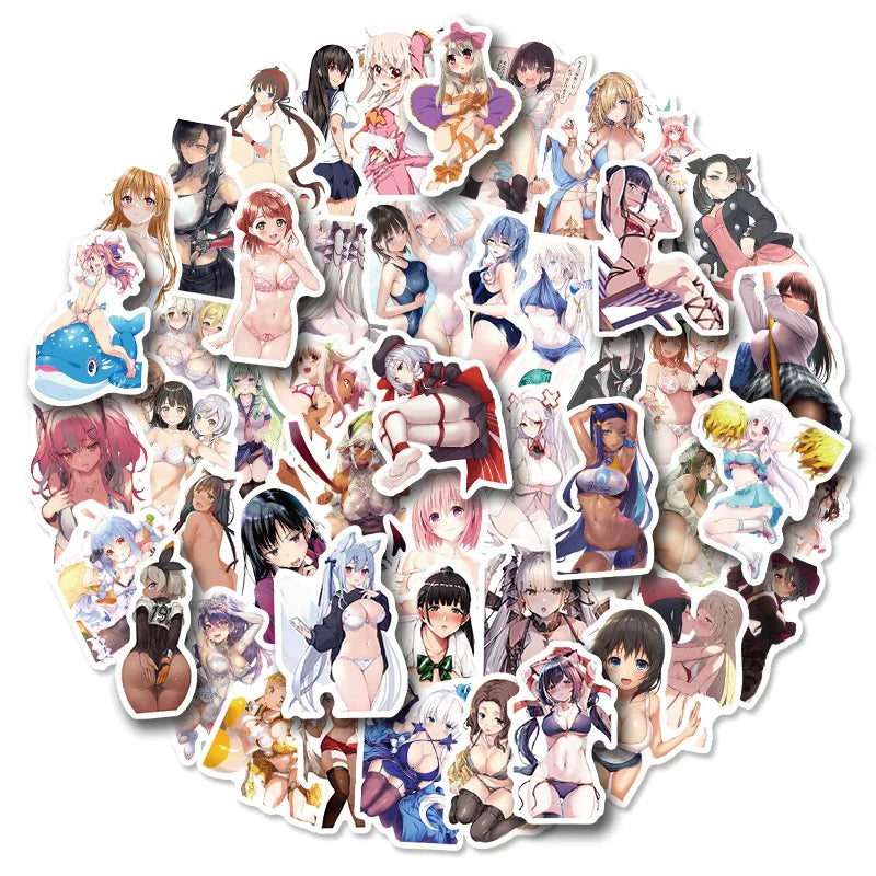 50/100Pcs Sexy Girl Hentai Waifu Bunny Girl Anime Sticker Bicycle Guitar Suitcase Notebook Motorcycle Graffiti Stickers Gift (ONLINE ORDER ONLY)