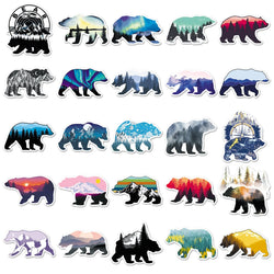 10/30/50PCS Grizzly Bear Cartoon Stickers Silhouette Graffiti DIY Scrapbook Fridge Luggage Laptop Phone Guitar Decals Decoration (ONLINE ORDER ONLY)