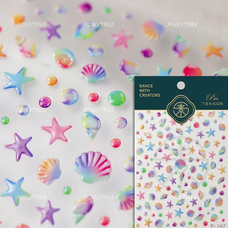 Lotus Flower Leaf Goldfish Ripple Wavelet Water Droplet Lotus Pond Brocaded Carp Self Adhesive Nail Art Stickers Manicure Decals (Online Order Only)