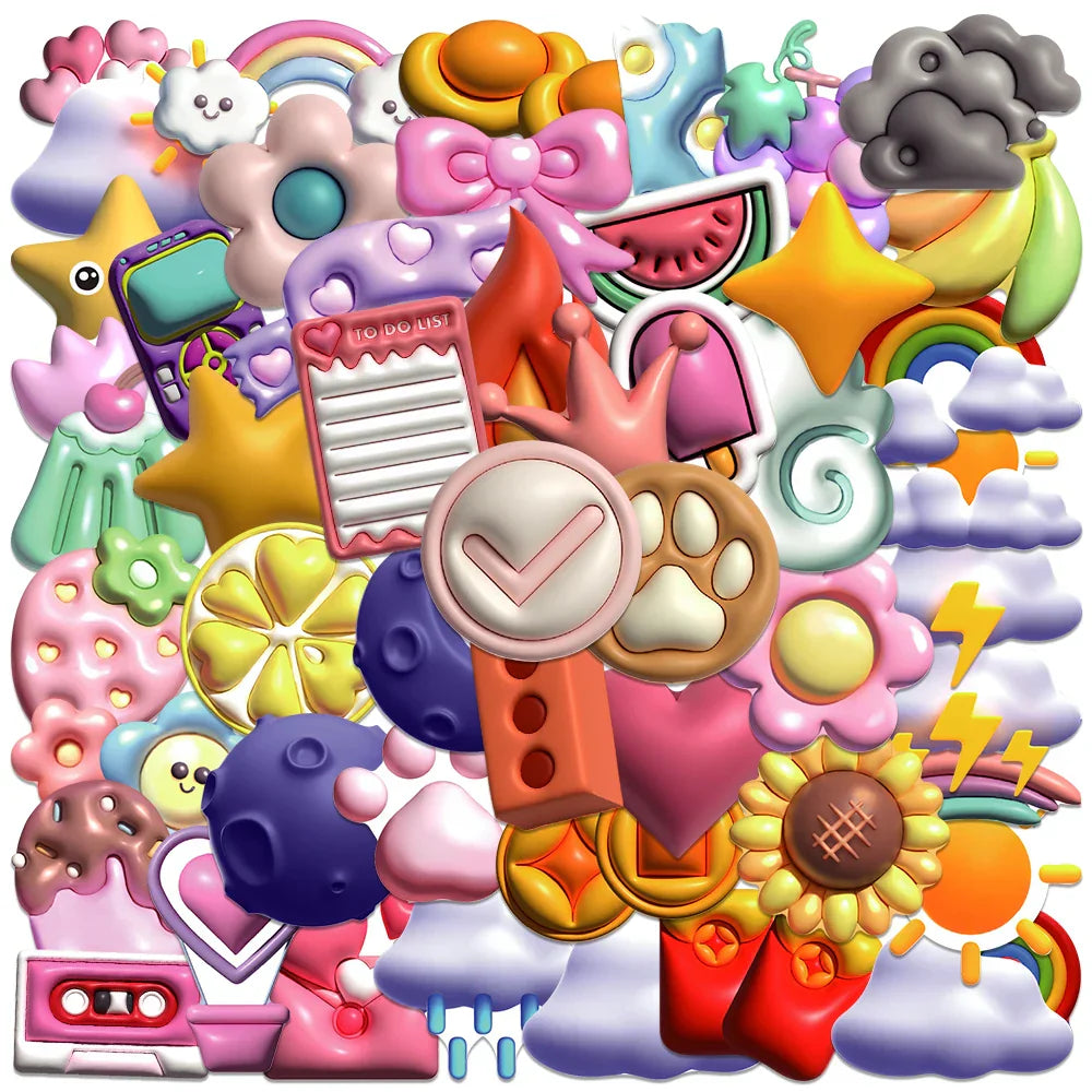 50PCS Kawaii Weather Icons Stickers for Skateboard, Notebook, Phone, Bike, Luggage, Kids Toy (Online Order Only)