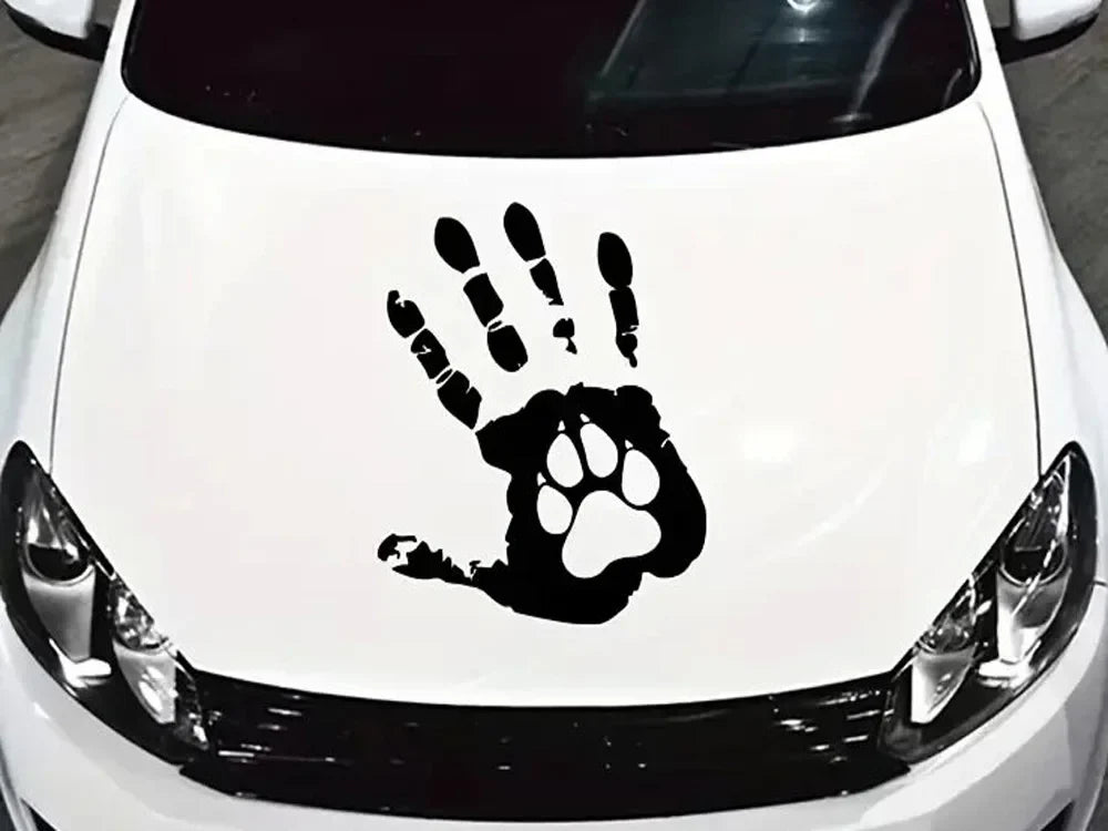 A Fun Handprint and Dog Paw Print Decal! Car Personality Funny Car Stickers, Trunk Cover Car Stickers, (ONLINE ORDER ONLY)