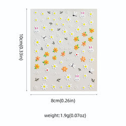 1pc 5D Flower Design Nail Art Stickers Colorful Flowers Nail Art Decals For DIY & Nail Salons Self-Adhesive Nail Art Supplies *^ (ONLINE ORDER ONLY)