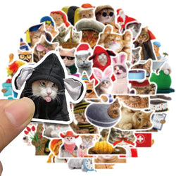 50pcs Funny Cats Meme Stickers For Luggage Guitar Laptop Phone Vinyl Waterproof Graffiti Bicycle Car Decals Kids Toy (ONLINE ORDER ONLY)