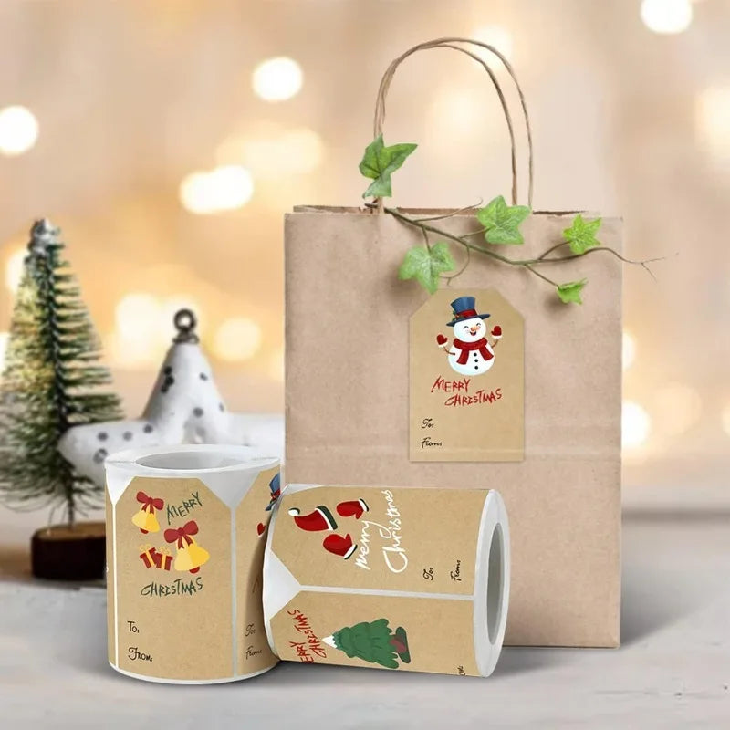250PCS Christmas Gift Tag Stickers Self-Adhesive for Christmas Presents Labels Sticker Snowmen Xmas Tree Deer Holiday Gift (ONLINE ORDER ONLY)