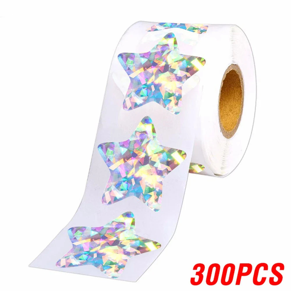 100-500pcs Holographic Silver Star Stickers For Kids Reward 1inch Foil Star Stickers Labels For Wall Crafts Classroom Supplies (ONLINE ORDER ONLY)