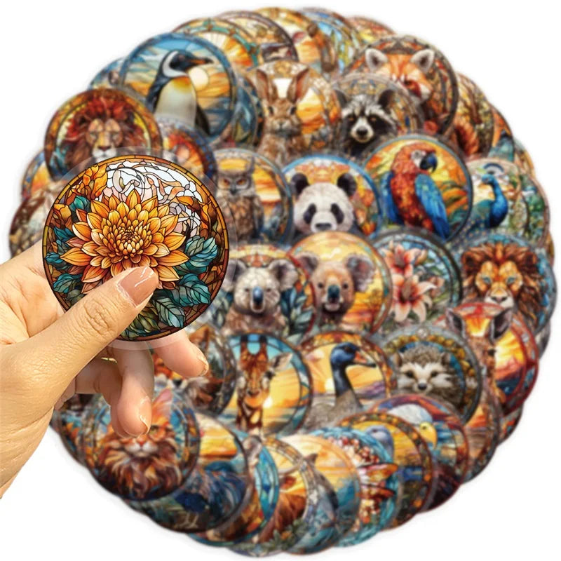 50PCS Glass Ball Animal PET Sticky Sticker Aesthetic Korean Stationery DIY Decoration Scrapbooking School Supplies for Kids (ONLINE ORDER ONLY)