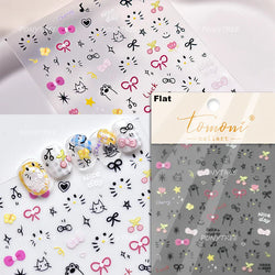 Lovely Pink Red Cherry Fruit Love Heart Star Lucky Letter Bowknot Romantic Adhesive Nail Art Stickers Rhinestone Manicure Decals (Online Order Only)