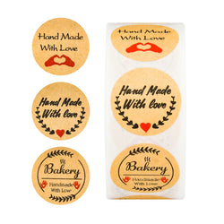 Handmade With Love Label Wedding Stickers 100-500pcs 1 Inch Round Gold Labels Adhesive Sticker Thank You Stickers Stationery (ONLINE ORDER ONLY)