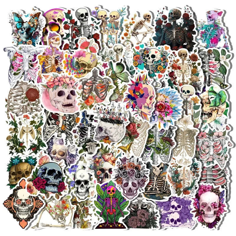 10/50Pcs Cool Cartoon Flowers Skull Graffiti Stickers For Notebook Laptop Bike Phone Guitar Luggage Waterproof Vinyl Decals (ONLINE ORDER ONLY)
