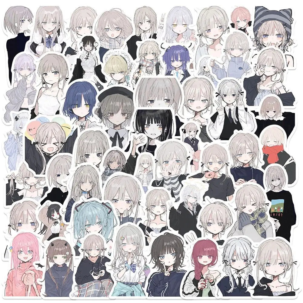 10/50pcs Cute Japan Anime Girl Stickers Kawaii Graffiti Decals Toy Phone Motorcycle Water Bottle Luggage Waterproof Car Sticker (Online Order Only)