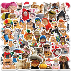 50pcs Funny Cats Meme Stickers For Luggage Guitar Laptop Phone Vinyl Waterproof Graffiti Bicycle Car Decals Kids Toy (ONLINE ORDER ONLY)