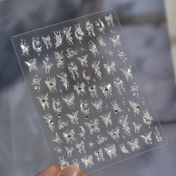 Dreamy Moon Stars Love Heart Butterfly Bowknot Lace Shiny Starburst Ribbon Delicate Adhesive Nail Art Stickers Manicure Decals (Online Order Only)
