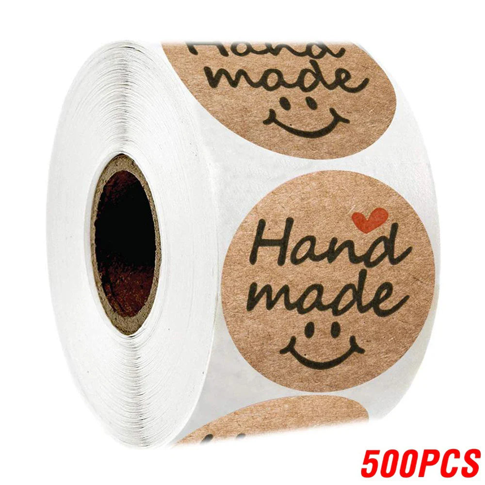 500pcs Vintage Kraft Paper Stickers Scrapbook Gift Stationery Label Stickers Handmade With Love Thank You For The Stickers (ONLINE ORDER ONLY)