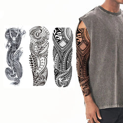 Waterproof Temporary Tattoo Stickers Dragon Totem Geometric Full Arm Sleeve Tatoo Fake Tattoos for Men Women (Online Order Only)
