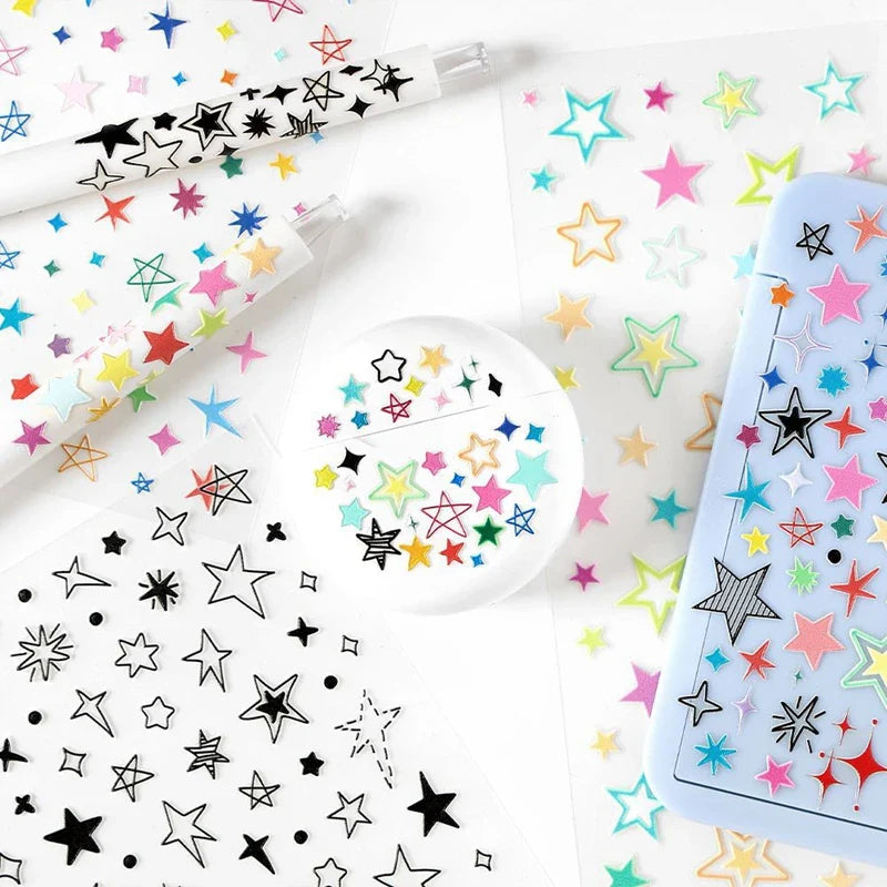 1Pc New Cute Star Resin Stickers Idol Card Deco Scrapbook DIY Material Girls Nails Decoration Stationery Stickers (ONLINE ORDER ONLY)