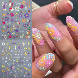 1pc 5D Flower Design Nail Art Stickers Colorful Flowers Nail Art Decals For DIY & Nail Salons Self-Adhesive Nail Art Supplies *^ (ONLINE ORDER ONLY)