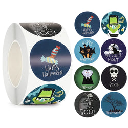 500pcs/roll Halloween Sticker Ghost Labels Gift Candy Bags Seal Stickers Halloween DIY Package Paper Sticker Party Decoration (Online Order Only)