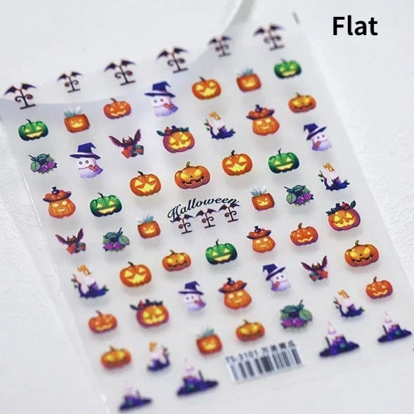 Gothic Dark Spider Butterfly Cross Flame Wings Halloween Horror Rose Flower Rabbit Pumpkin Bear Nail Art Stickers Manicure Decal (ONLINE ORDER ONLY)