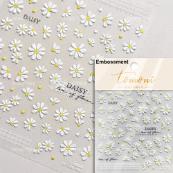 Embossed Shiny Vigor Sunflower Turnsole Vitality Butterfly Daisy Oil Painting Plant 5D Adhesive Nail Art Sticker Manicure Decals (ONLINE ORDER ONLY)