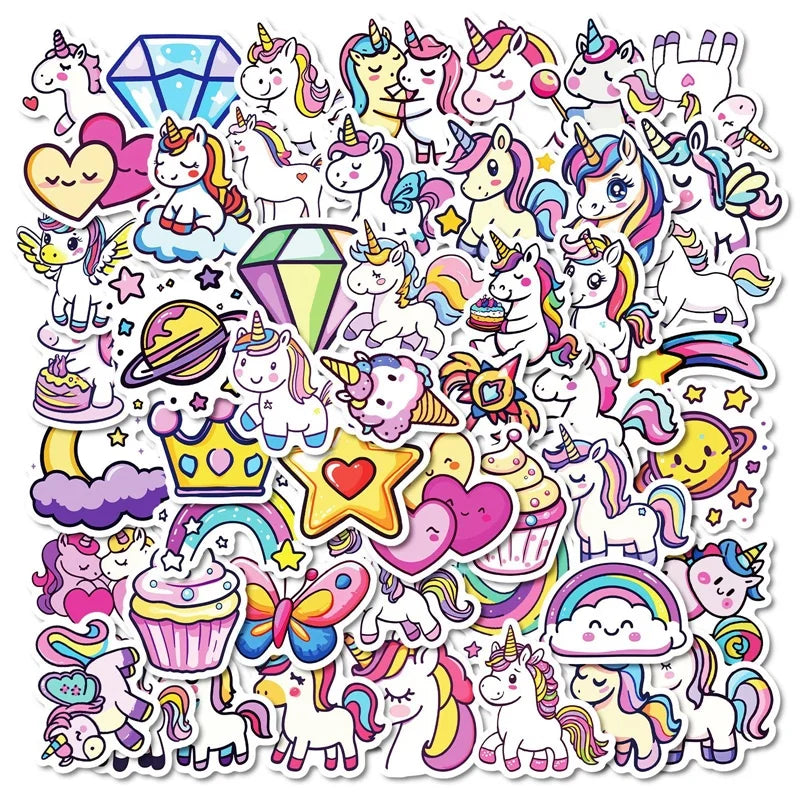10/30/50PCS Kawaii Love Unicorn PVC Sticker Aesthetic DIY Korean Decoration Scrapbooking Hand Accounting Supplies for Kids (Online Order Only)