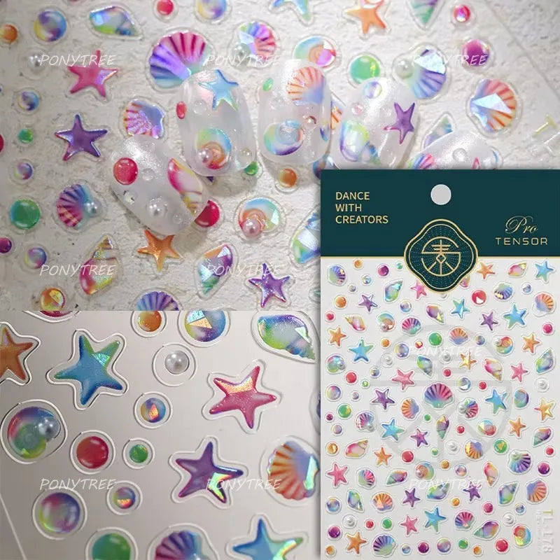 Lotus Flower Leaf Goldfish Ripple Wavelet Water Droplet Lotus Pond Brocaded Carp Self Adhesive Nail Art Stickers Manicure Decals (Online Order Only)