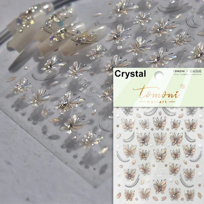 Dreamy Chic Butterfly Flower Bowknot Square Rhinestone Crystal 5D Self Adhesive Nail Art Stickers Fantasy Shiny Manicure Decals (ONLINE ORDER ONLY)