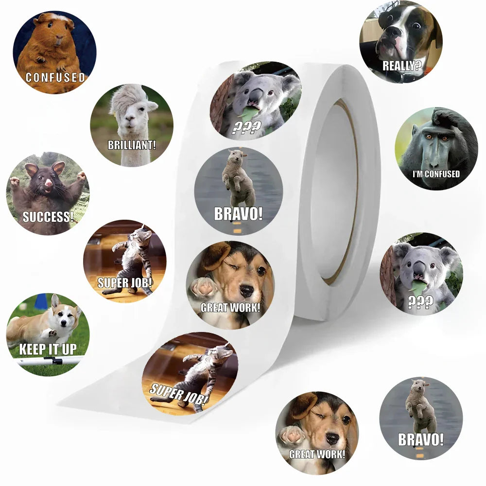 500PCS/Roll Cartoon Animals Stickers For Teachers Parents DIY Craft For Kids Reward School Classroom Cartoon Cute Stickers (ONLINE ORDER ONLY)
