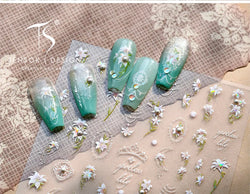 Spotless Lily Lilium Flowers Moon Pearl Crown Lily-white Pearl Necklace Pendant Self Adhesive Nail Art Stickers Manicure Decals (Online Order Only)