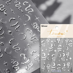 Metal Snake Flower Pattern Stars Eye Pot Moon Butterfly Story Retro Meteor Candle Hourglass Nail Art Sticker Manicure Tool Decal (ONLINE ORDER ONLY)