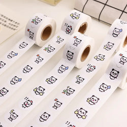 100-500Pcs Cartoon Panda Label Roll for Envelope Encourage Praise Student Work Stationery Seal Lable Children's Day Reward (ONLINE ORDER ONLY)
