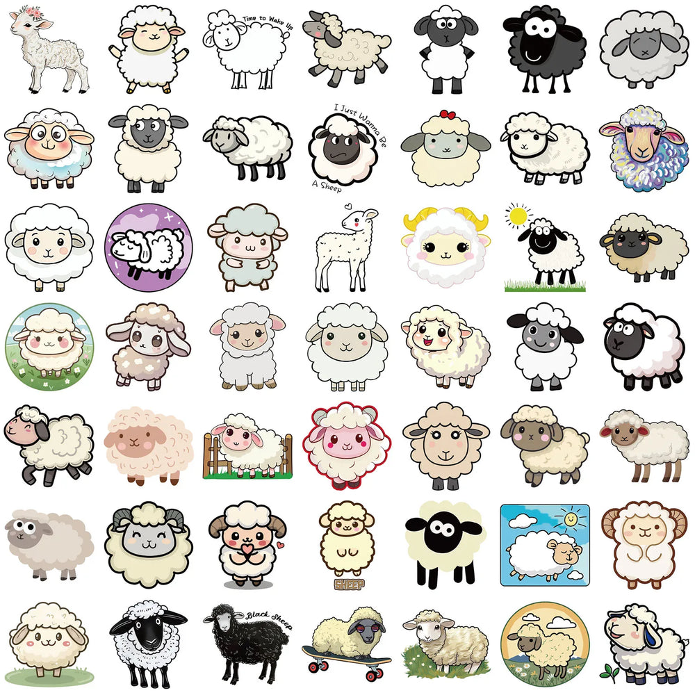 56pcs Cartoon Sheep Stickers For Journal Stationery Scrapbooking Supplies Lamb Goat Sticker Craft Scrapbooking Decals (ONLINE ORDER ONLY)